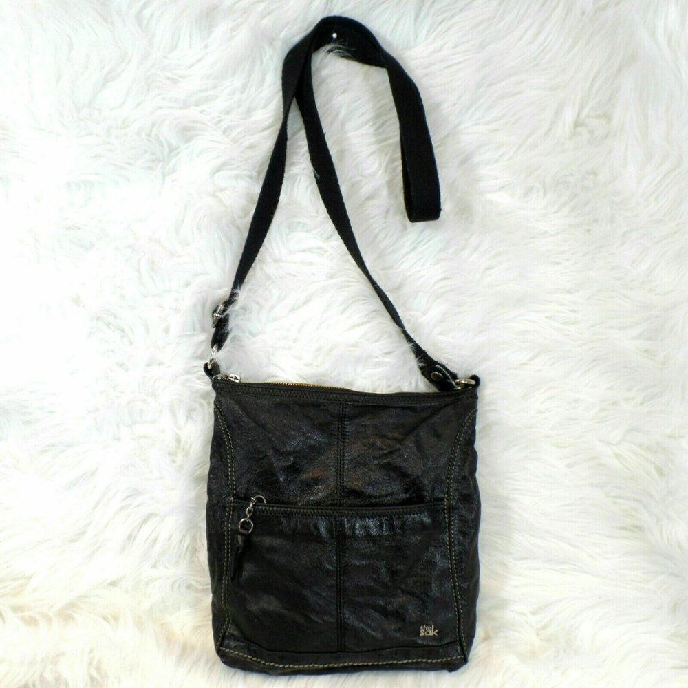 THE SAK Lucia Black Leather Crossbody Handbag